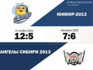 24.11.2025. В период с 15 по 16 ноября в городе Тобольске прошли захватывающие игры между командами Юниор 2013 и Ангел Сибири 2013. Домашние матчи команд Юниор 2009 и Астра 2009 УФА